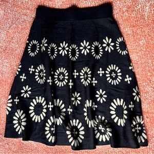 Black Patterned Knit Skirt